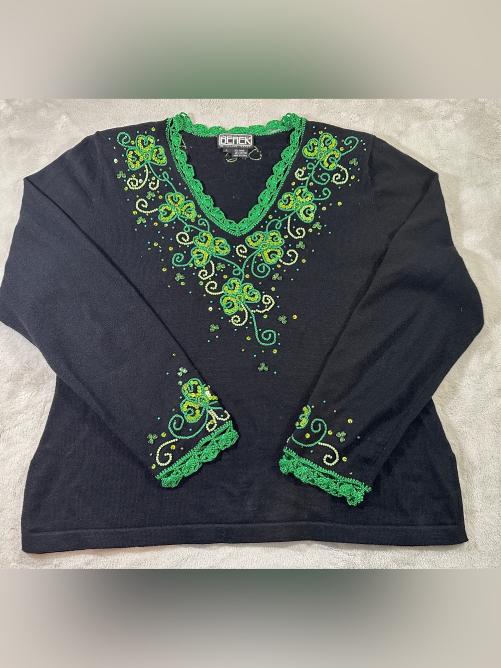 Berek Vintage Shamrock Top with Sequins